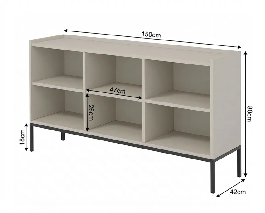 Wnętrze komody COMO C08 150 cm 3D