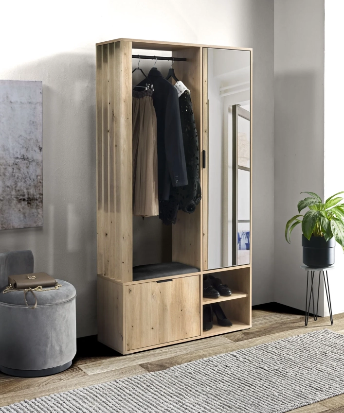 Garderoba z siedziskiem MERIN — dąb artisan