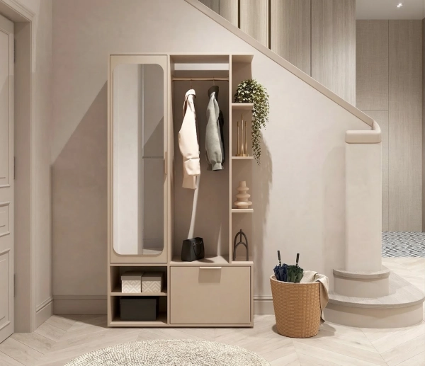 Nowoczesna garderoba z lustrem SENA – kaszmir