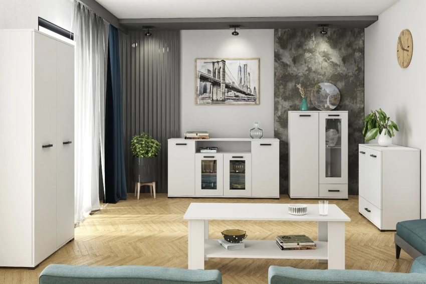 Biały system mebli Felia