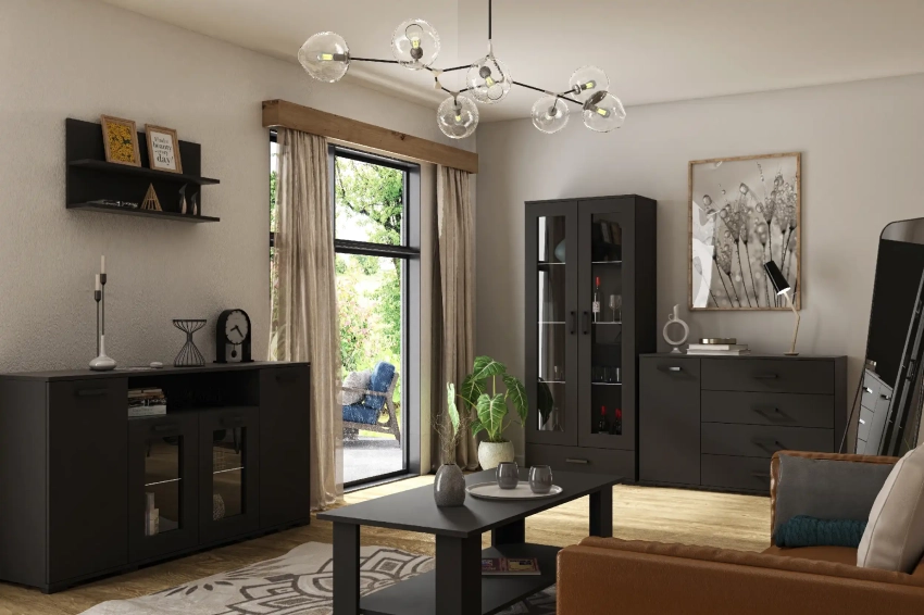 Przykładowy zestaw mebli FELIA w kolorze czarnym