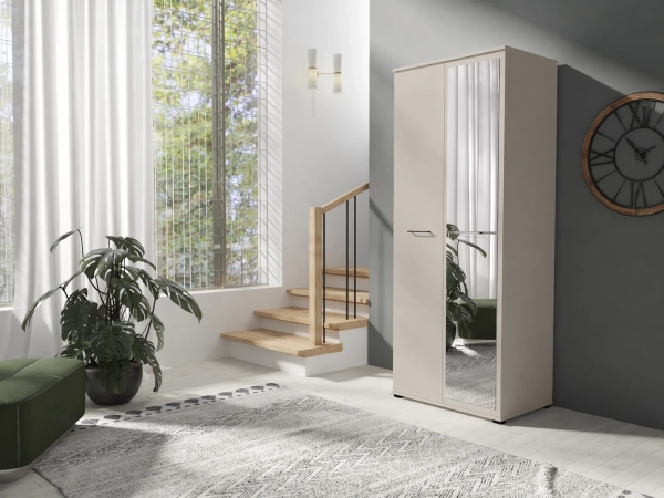 Szafa otwierana z lustrem LUMI 80 cm - kaszmir