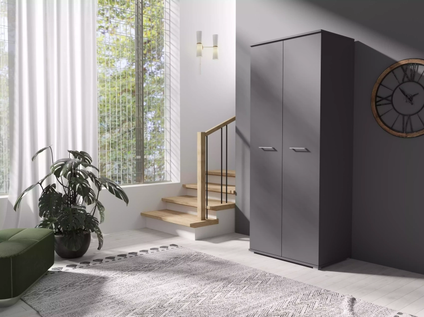 Szafa otwierana dwudrzwiowa LUMI 80 cm - antracyt