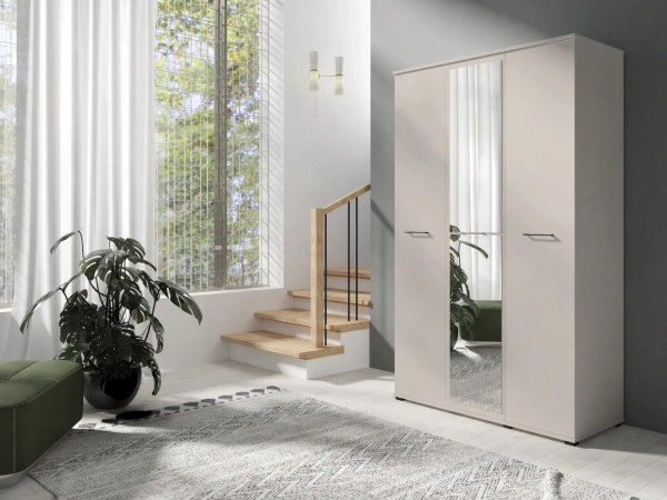 Szafa 3 drzwiowa z lustrem LUMI 120 cm - kaszmir