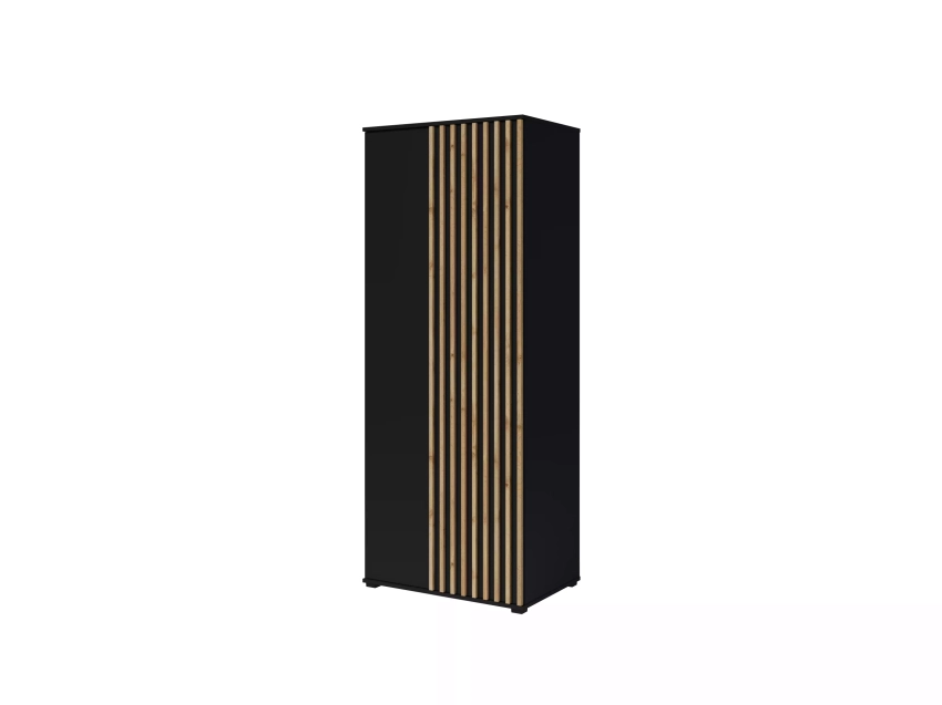Szafa do sypialni z lamelami LUMI 80 cm - czarny