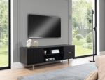 Szafka pod telewizor ryflowana TENZO T6 w aranżacji – czarny