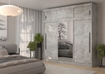 Szafa przesuwna z lustrem i nadstawką MILA 250 cm - beton