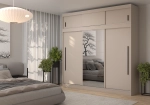 Szafa przesuwna z lustrem i nadstawką MILA 250 cm - kaszmir