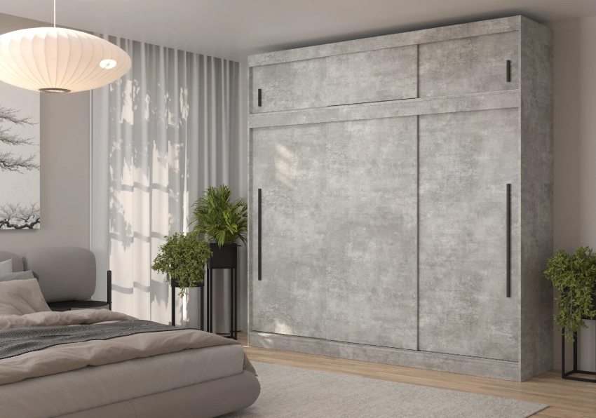 Szafa przesuwna z nadstawką MILA 240 cm - beton