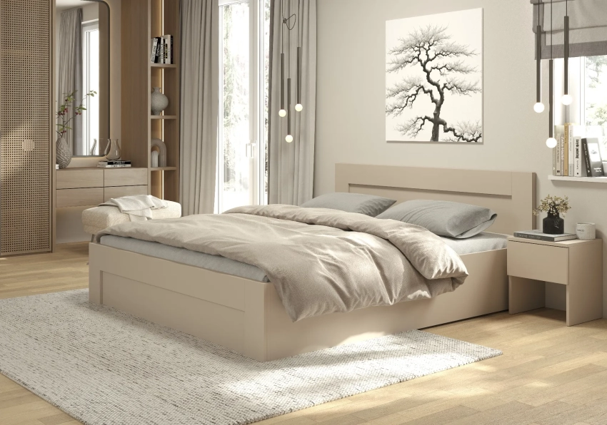 Łóżko NORTO 140x200 w aranżacji — kaszmir