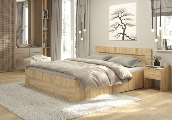 Łóżko NORTO 160x200 w aranżacji - dąb sonoma