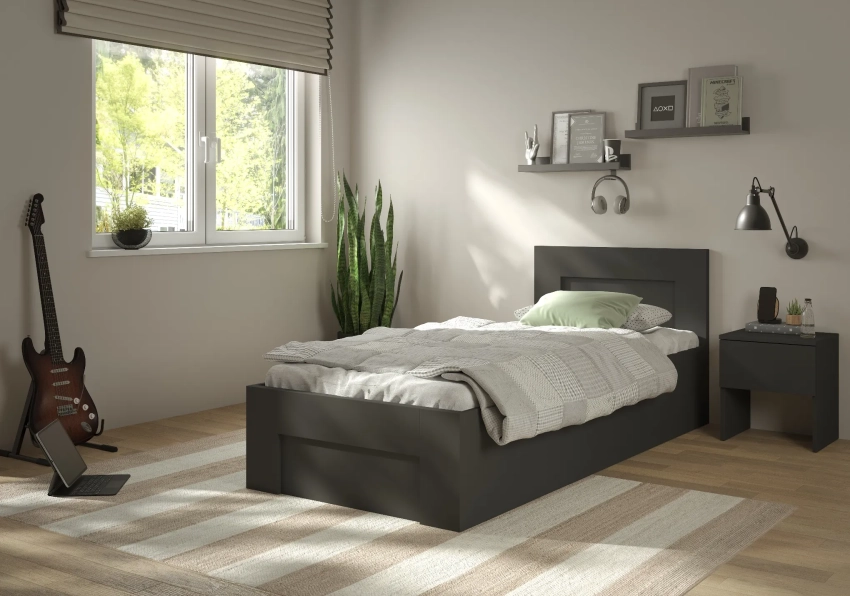 Łóżko Norto 90x200 w aranżacji — antracyt