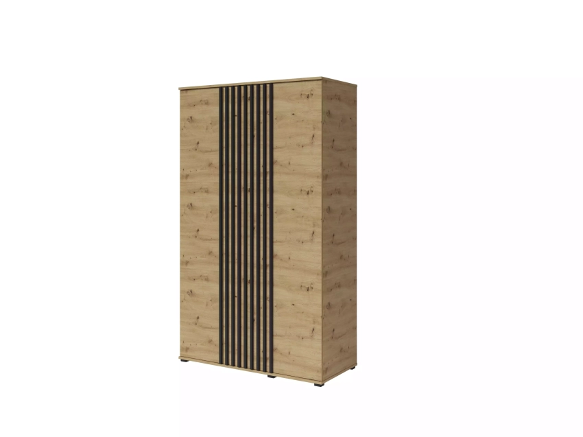 Szafa trzydrzwiowa z lamelami LUMI 120 cm - dąb artisan