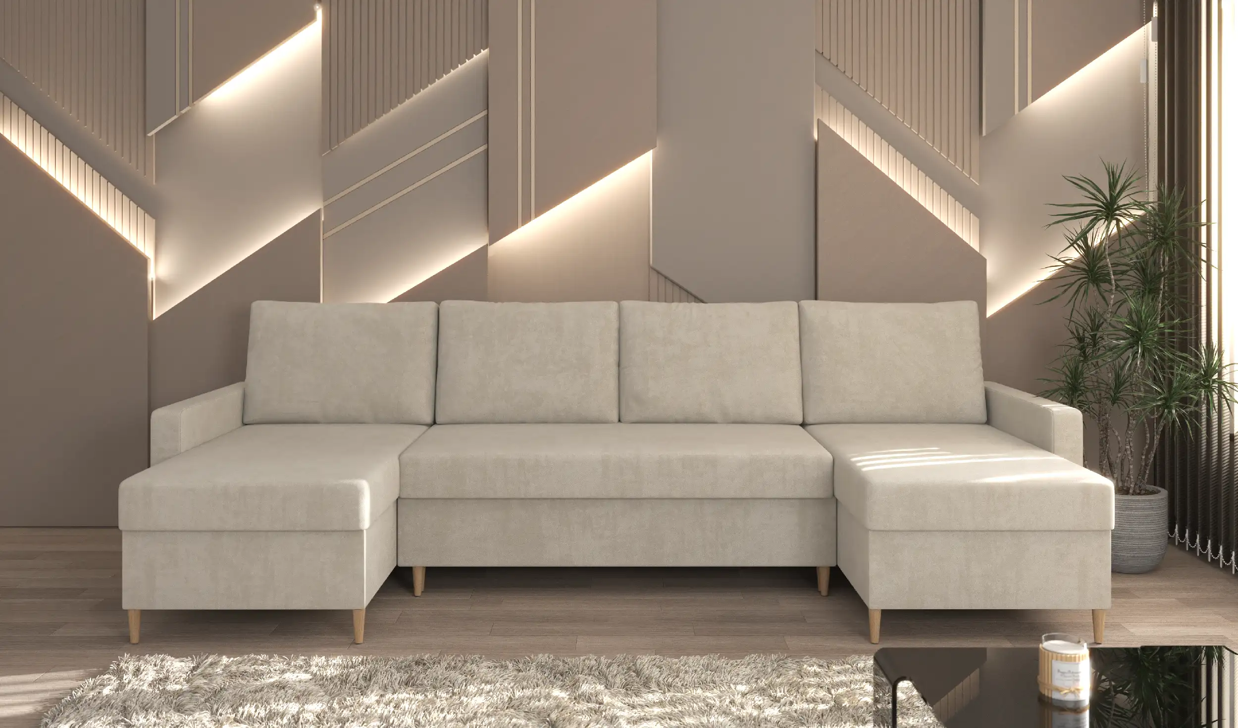 Narożnik Scandi U w tkaninie Matt Velvet 06