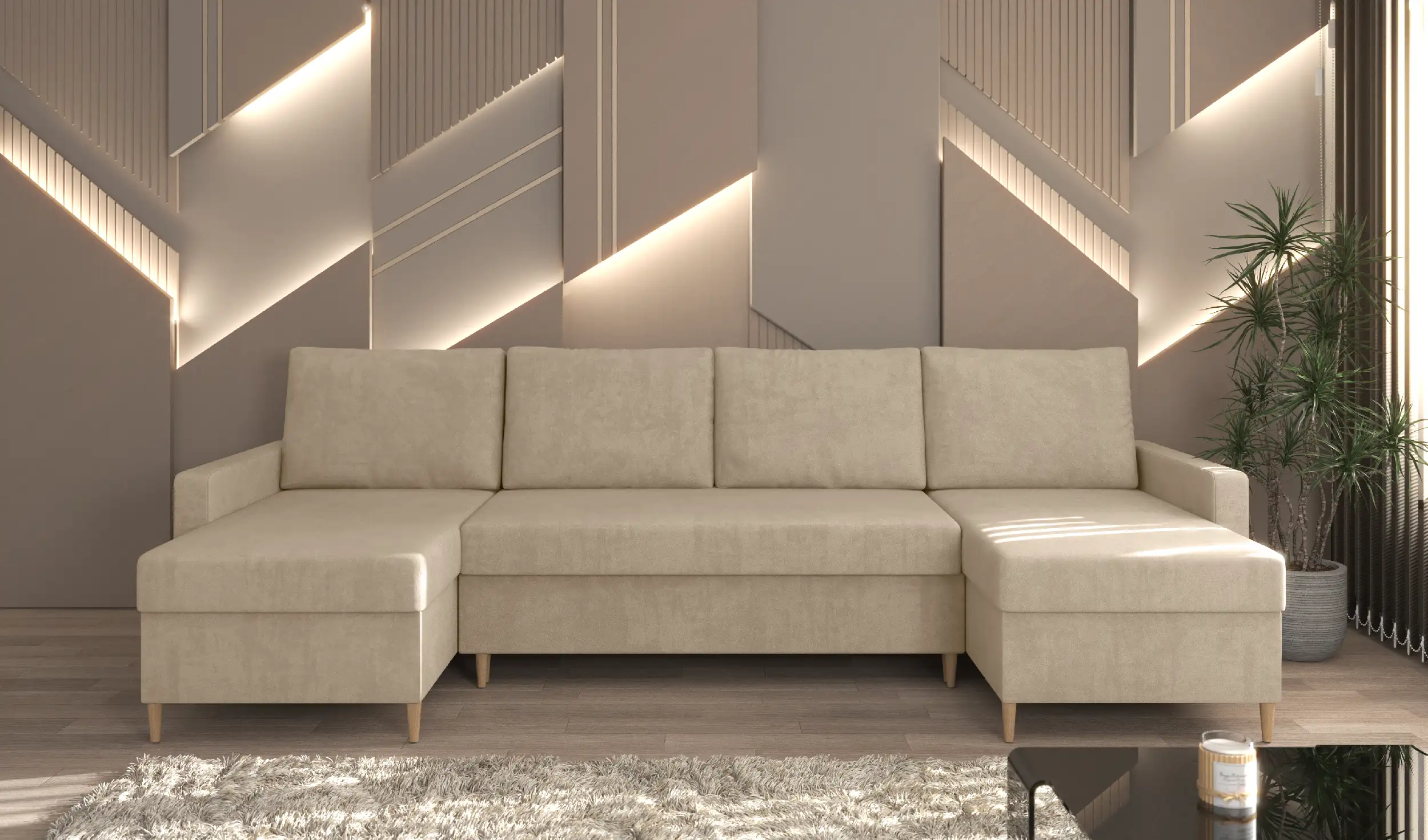 Narożnik Scandi U w tkaninie Matt Velvet 08