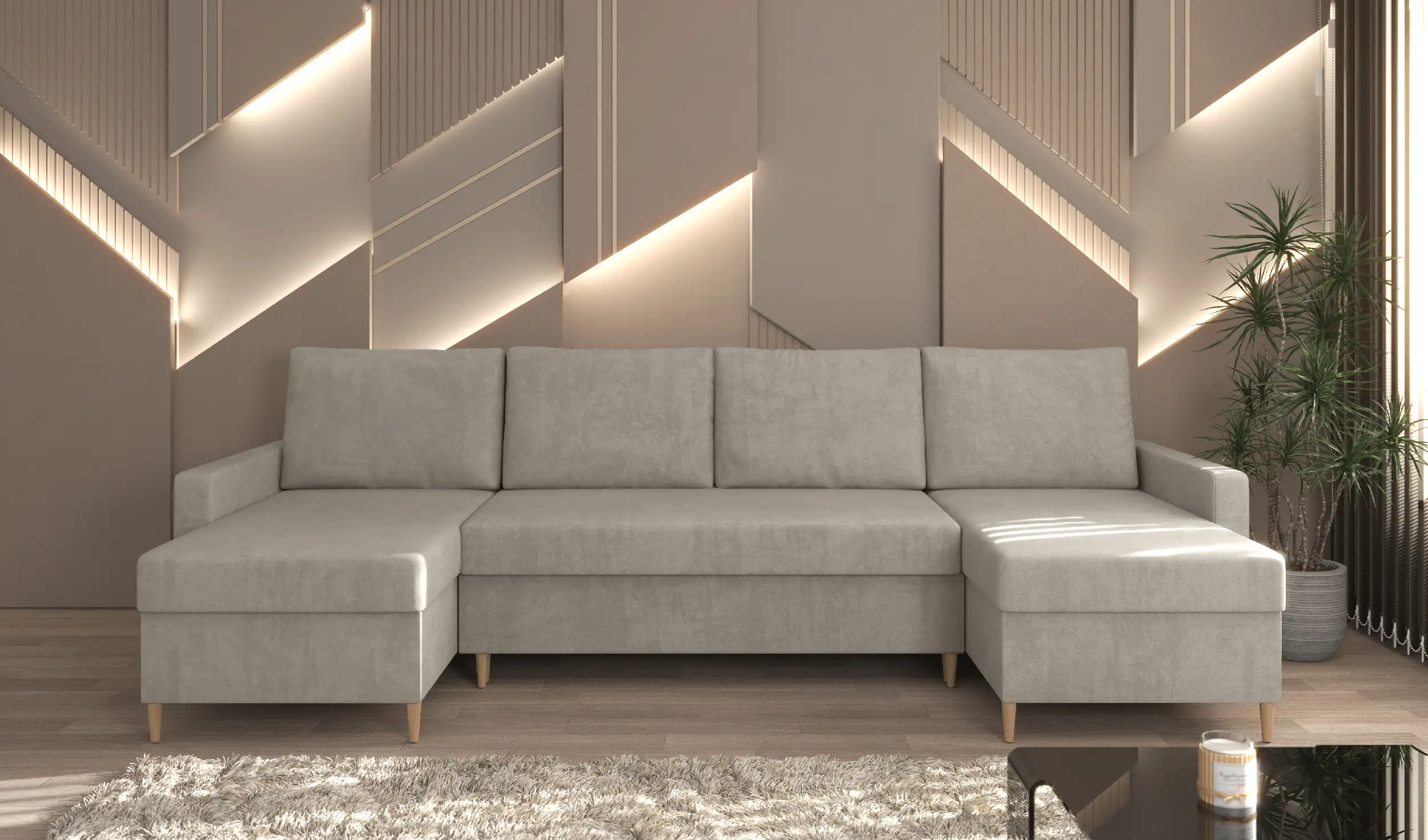 Narożnik Scandi U w tkaninie Matt Velvet 09