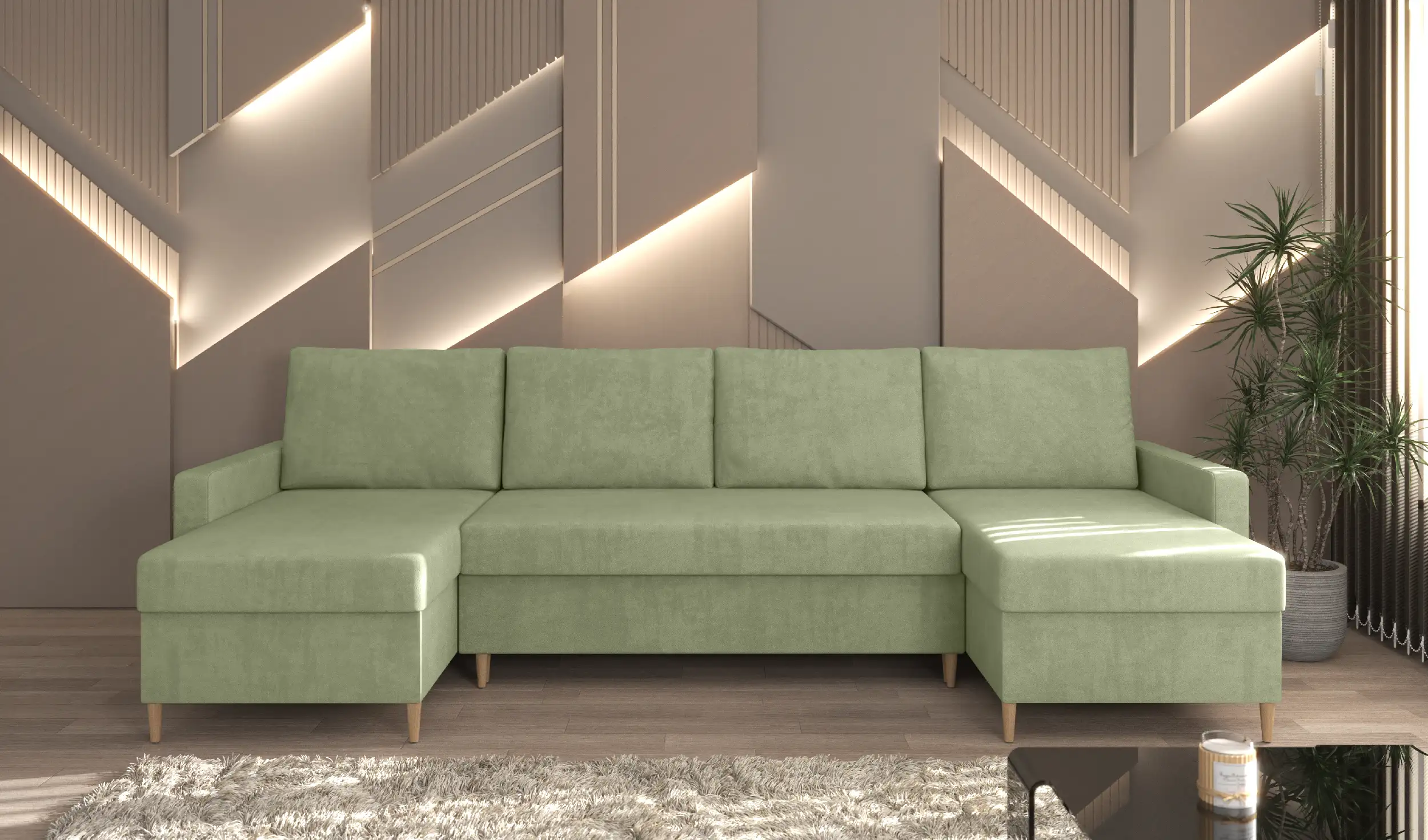 Narożnik Scandi U w tkaninie Matt Velvet 34