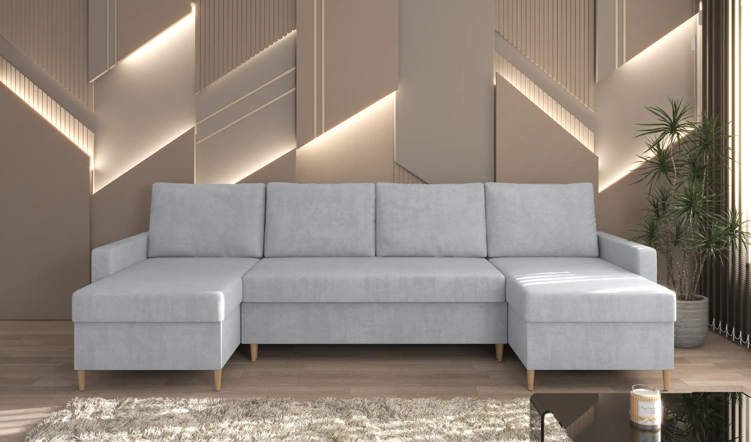 Narożnik Scandi U w tkaninie Matt Velvet 93