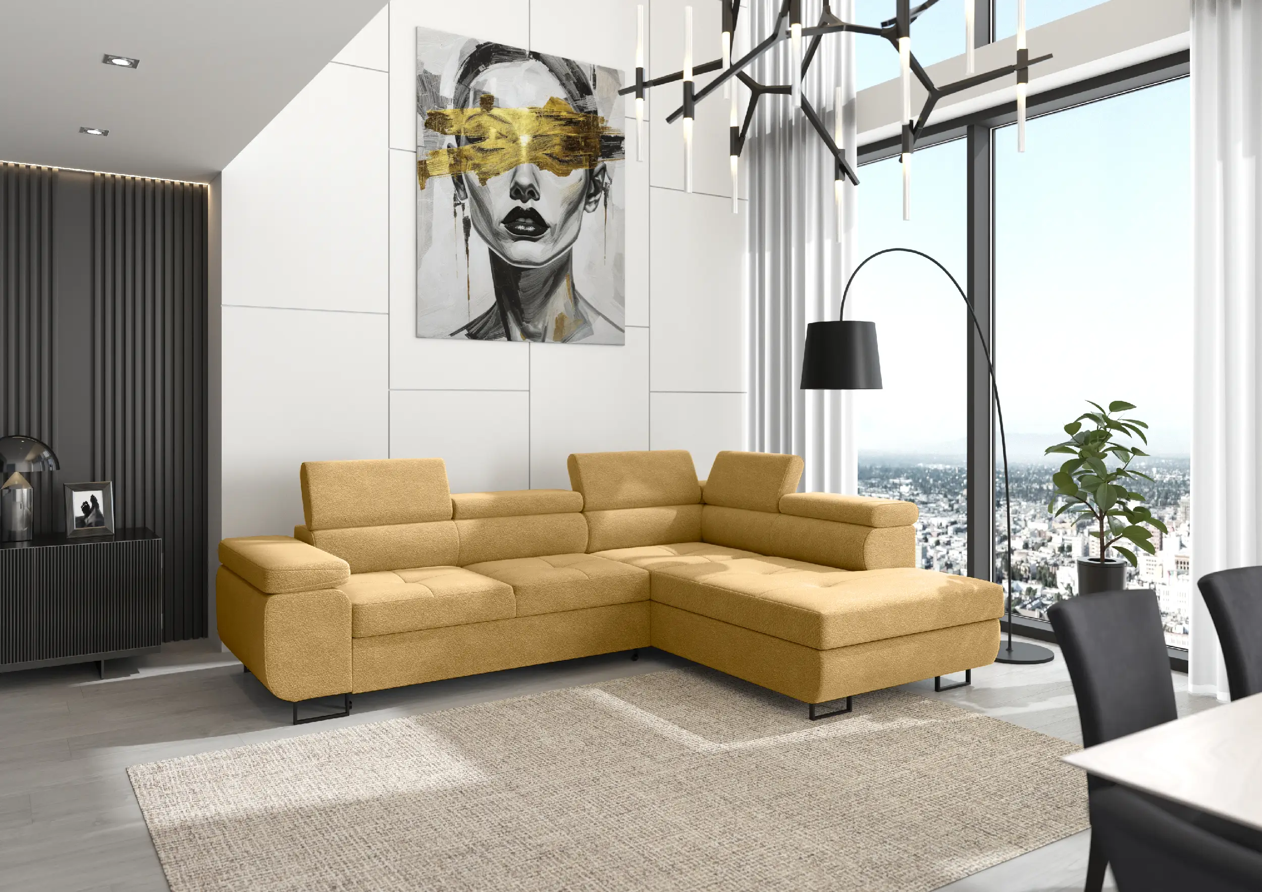 Złoty narożnik Anton Premium L w tkaninie Anthology 11