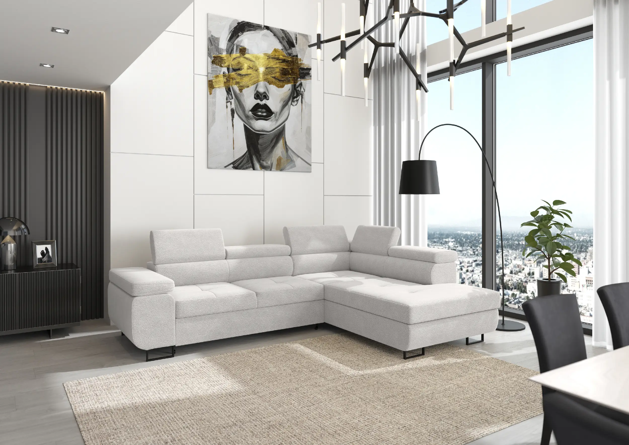 Jasnoszary narożnik Anton Premium L w tkaninie Anthology 15