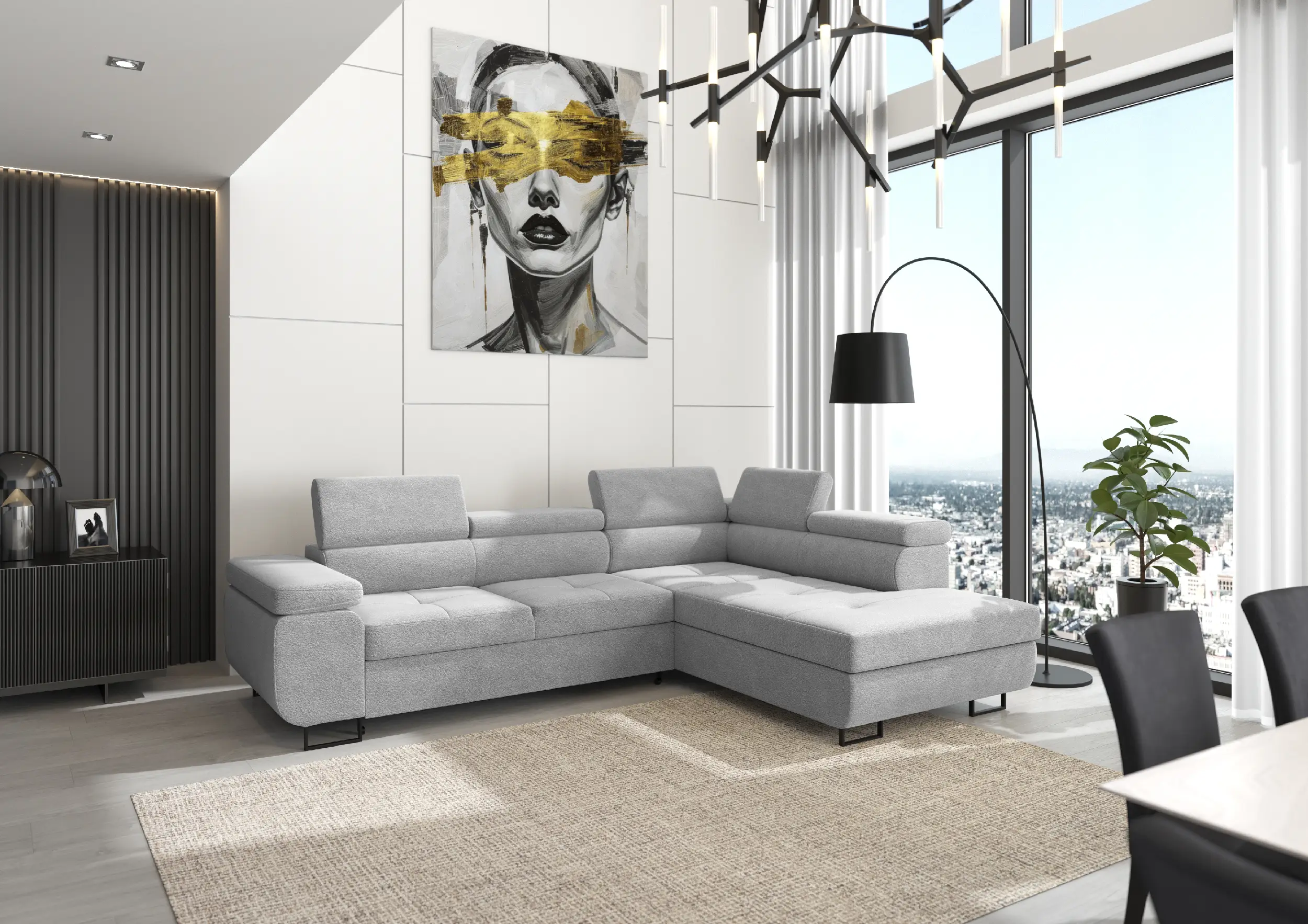 Szary narożnik Anton Premium L w tkaninie Anthology 17