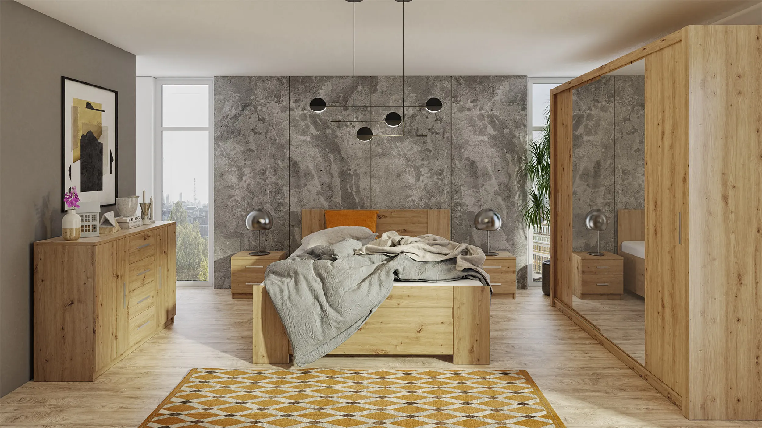 Praktyczna, nowoczesna i pojemna komoda BOREA dwoje drzwi, szuflady, pasująca do pokoju młodzieżowego, sypialni czy przedpokoju